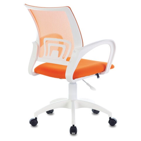 Кресло Brabix Fly MG-396W (с подлокотниками, пластик белый, сетка, оранжевое) 532401 в Смоленске - изображение 3