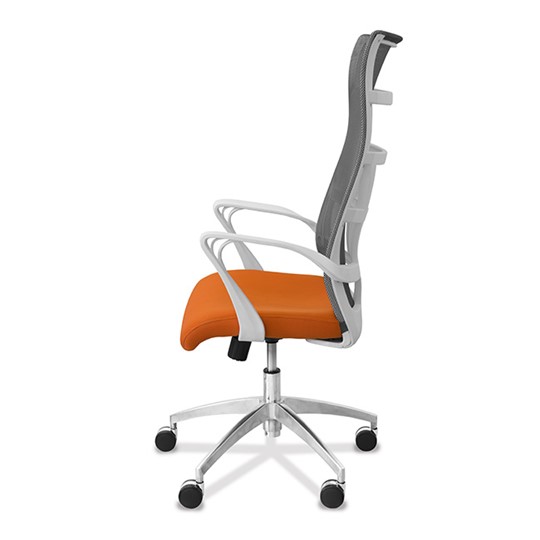 Кресло офисное Топ X белый каркас, сетка/ткань TW / серая/оранжевая в Смоленске - изображение 3