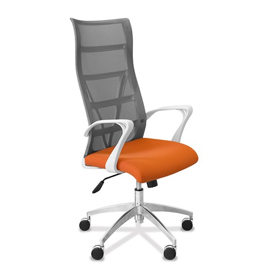 Кресло офисное Топ X белый каркас, сетка/ткань TW / серая/оранжевая в Смоленске - изображение 8