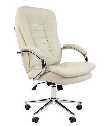 Кресло офисное CHAIRMAN 795 кожа, цвет белый в Смоленске - изображение