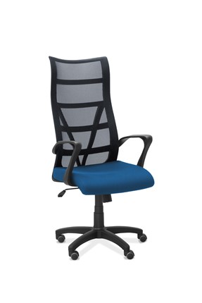 Офисное кресло для персонала Топ, сетка/ткань TW / черная/синяя в Смоленске - изображение