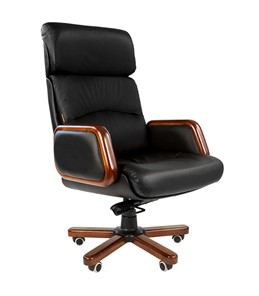 Кресло компьютерное CHAIRMAN 417 кожа черная в Смоленске - предосмотр