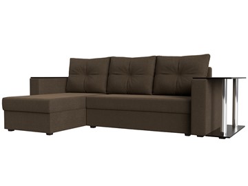 Угловой диван с оттоманкой Атланта Лайт, Коричневый (рогожка) в Смоленске