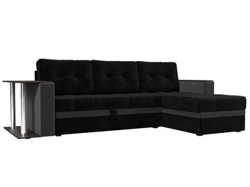 Угловой раскладной диван Атланта М, Черный/Серый (велюр) в Смоленске