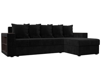 Угловой диван с оттоманкой Дубай Лайт, Черный (велюр) в Смоленске - предосмотр