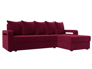 Угловой диван с оттоманкой Гермес Лайт, Бордовый (Микровельвет) в Смоленске - предосмотр