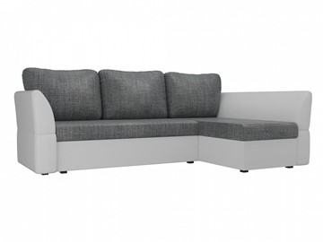 Угловой диван с оттоманкой Гесен, Серый/Белый (рогожка/экокожа) в Смоленске