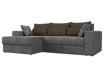 Угловой диван с оттоманкой Майами, Серый/Коричневый (рогожка) в Смоленске