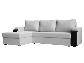 Угловой диван с оттоманкой Николь лайт, Белый/Черный (экокожа) в Смоленске