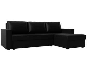 Угловой диван с оттоманкой Траумберг Лайт, Черный (Экокожа) в Смоленске