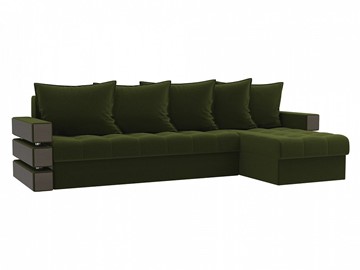 Угловой раскладной диван Венеция, Зеленый (микровельвет) в Смоленске