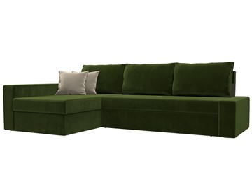 Угловой диван для гостиной Версаль, Зеленый/Бежевый (микровельвет) в Смоленске