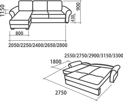 Угловой диван Аккордеон-1, 330 (круглые подлокотники) с коробом в Смоленске - изображение 1