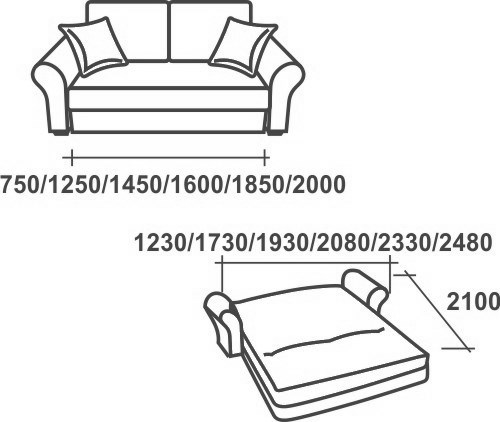 Прямой диван Аккордеон-1, 120 (круглые подлокотники), пруж. Змейка в Смоленске - изображение 2