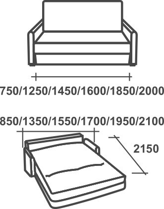 Прямой диван Аккордеон-М, 155 в Смоленске - изображение 1