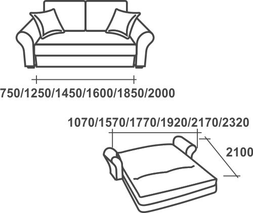 Прямой диван Аккордеон-1, 195 (прямые подлокотники) в Смоленске - изображение 2