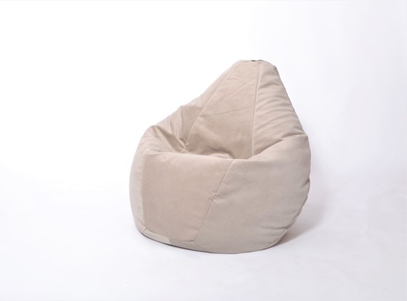 Кресло-мешок Груша среднее, велюр однотон, бежевое в Смоленске - изображение