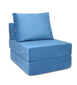 Бескаркасное кресло-кровать КлассМебель Окта, велюр синий в Смоленске