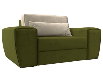 Кресло в гостиную Лига-008, Зеленый\Бежевый (Микровельвет) НПБ в Смоленске