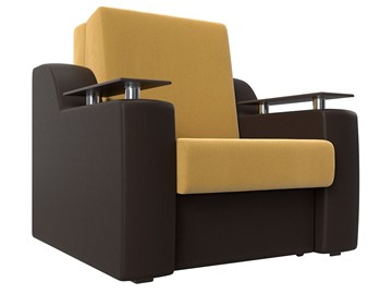 Кресло раскладное Сенатор 80, Желтый\коричневый (Микровельвет\Экокожа) в Смоленске