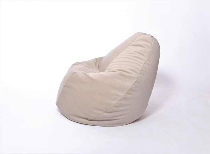 Кресло-мешок Груша среднее, велюр однотон, бежевое в Смоленске - изображение 2
