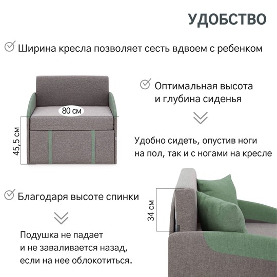 Кресло-кровать Polto серо-коричневый/шалфей (рогожка) в Смоленске - изображение 20