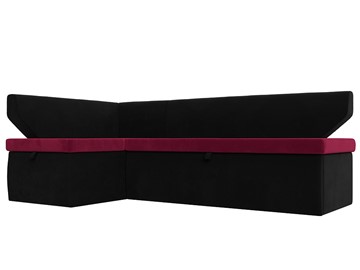 Кухонный угловой диван Омура, Бордовый\Черный (Микровельвет) в Смоленске