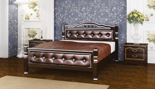 Кровать полутороспальная Карина-11 (Орех Темный, обивка бриллиант) 140х200 в Смоленске - изображение