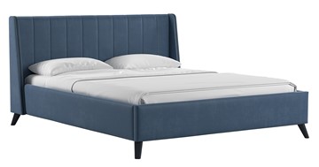 Кровать с механизмом двуспальная Мелисса 160,арт. Тори 83 велюр (серо-синий) + кроватное дно в Смоленске