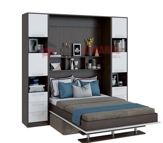 Кровать-шкаф с диваном DetalMaster Бела 1, с полкой ножкой, 1600х2000, венге/белый в Смоленске