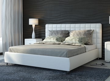 Кровать спальная Corso-3 200x200, Экокожа (Белый) в Смоленске