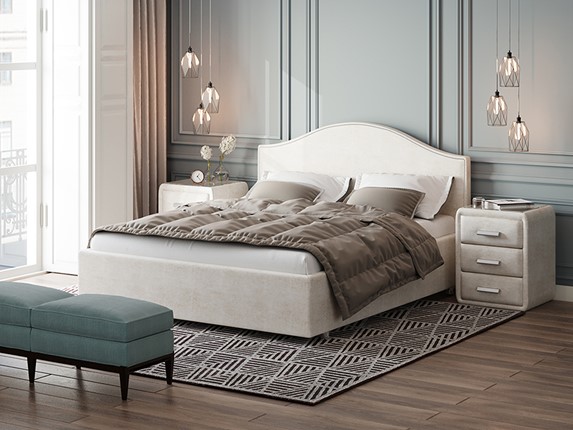 Кровать Classic 160х200, Велюр (Лофти Лён) в Смоленске - изображение