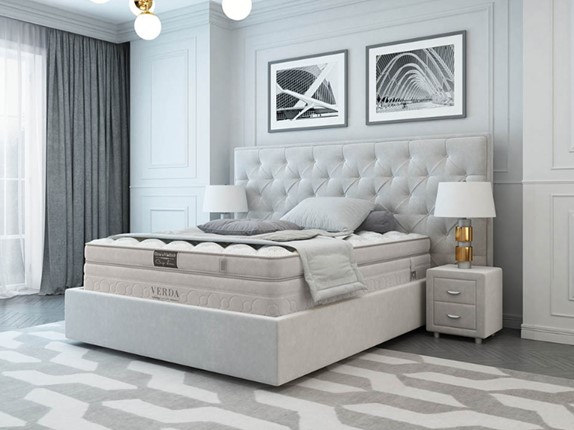 Двуспальная кровать Classic/Island M 160х200, Флок (Велсофт Дымчатый) в Смоленске - изображение