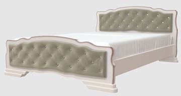 Кровать 2-спальная Карина-10 (Дуб Молочный, светлая обивка) 160х200 в Смоленске