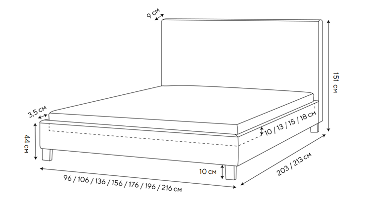 Спальная кровать Rhomby 160х200, Рогожка (Тетра Бежевый) в Смоленске - изображение 1