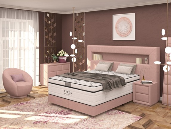 Кровать 2-х спальная Smart/Podium M 160х200, Флок (Велсофт Винтажный розовый) в Смоленске - изображение