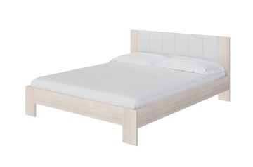 Кровать спальная Soft 1, 180х200, ЛДСП Дуб Шамони+экокожа (Дуб Шамони с белым) в Смоленске