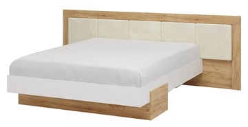 Кровать 2-спальная Тоскана 1600 с декором (Дуб крафт золотой/Белый поры глубокие) с основанием в Смоленске - предосмотр