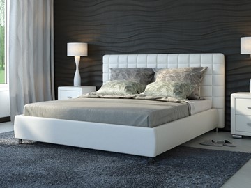 Двуспальная кровать Corso-3 160х200, Экокожа (Белый) в Смоленске - предосмотр