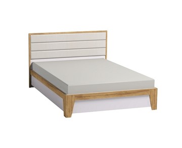 Полутороспальная кровать Айрис 308 1400 с гибкими ламелями дерево, Белый-Дуб золотистый в Смоленске