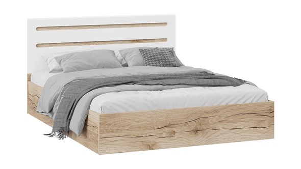 Кровать 2-спальная с подъемным механизмом Фьюжн ТД-260.01.04 (Дуб Делано, Белый глянец) в Смоленске - изображение