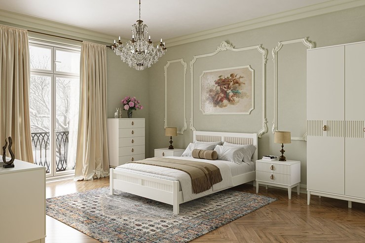 Кровать 1.5-спальная Фрида (белый античный) 140х200 в Смоленске - изображение 2