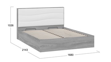 Кровать с подъемным механизмом Миранда тип 1 (Дуб Гамильтон/Белый глянец) в Смоленске - предосмотр 1