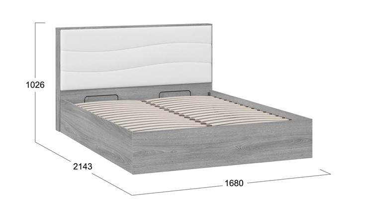 Кровать с подъемным механизмом Миранда тип 1 (Дуб Гамильтон/Белый глянец) в Смоленске - изображение 1