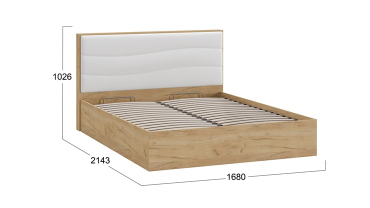 Кровать с подъемным механизмом Миранда тип 1 (Дуб крафт золотой/Белый глянец) в Смоленске - изображение 1