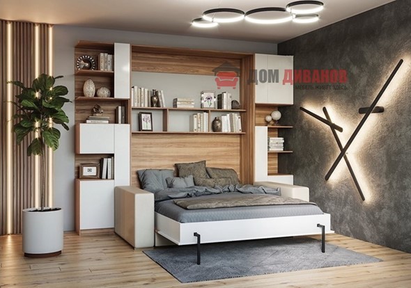 Кровать-шкаф с диваном Дина, 1400х2000 в Смоленске - изображение