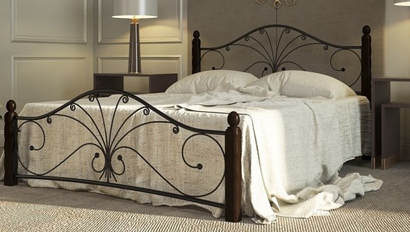 Кровать двуспальная Фортуна 1, 1600, черный/шоколад в Смоленске - изображение