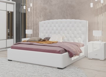 Кровать двуспальная Dario Slim 160x200, Экокожа (Белый) в Смоленске