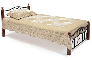 Кровать AT-808 дерево гевея/металл, 90*200 см (Single bed), красный дуб/черный в Смоленске