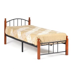 Кровать AT-915 дерево гевея/металл, 90*200 см (Single bed), красный дуб/черный в Смоленске